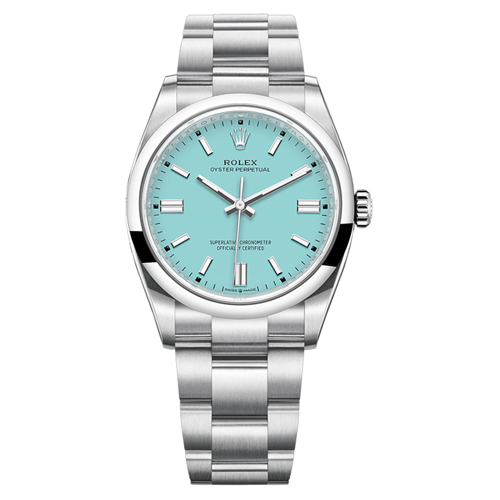 Rolex oyster perpetual turquoise blue dial 279