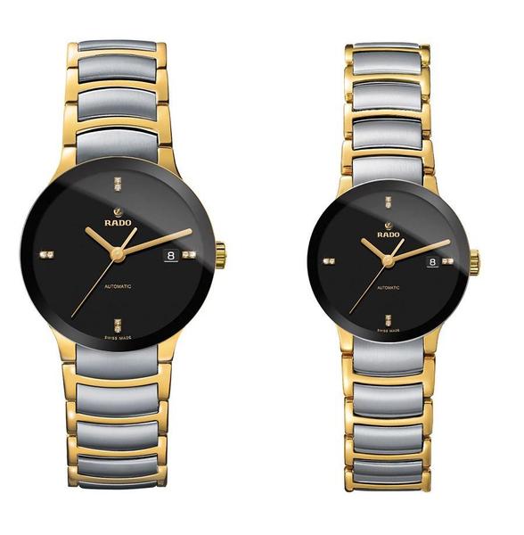 Rado Centrix Gold Silver Black Dial 5477 Couple